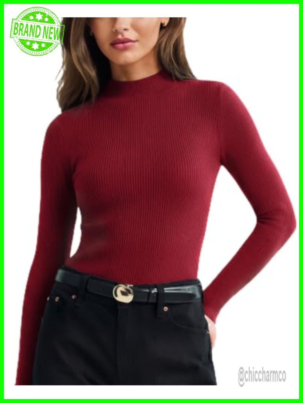 Cashmere Blend Mock Turtleneck Sweater Slim Fit Thermal Pullover